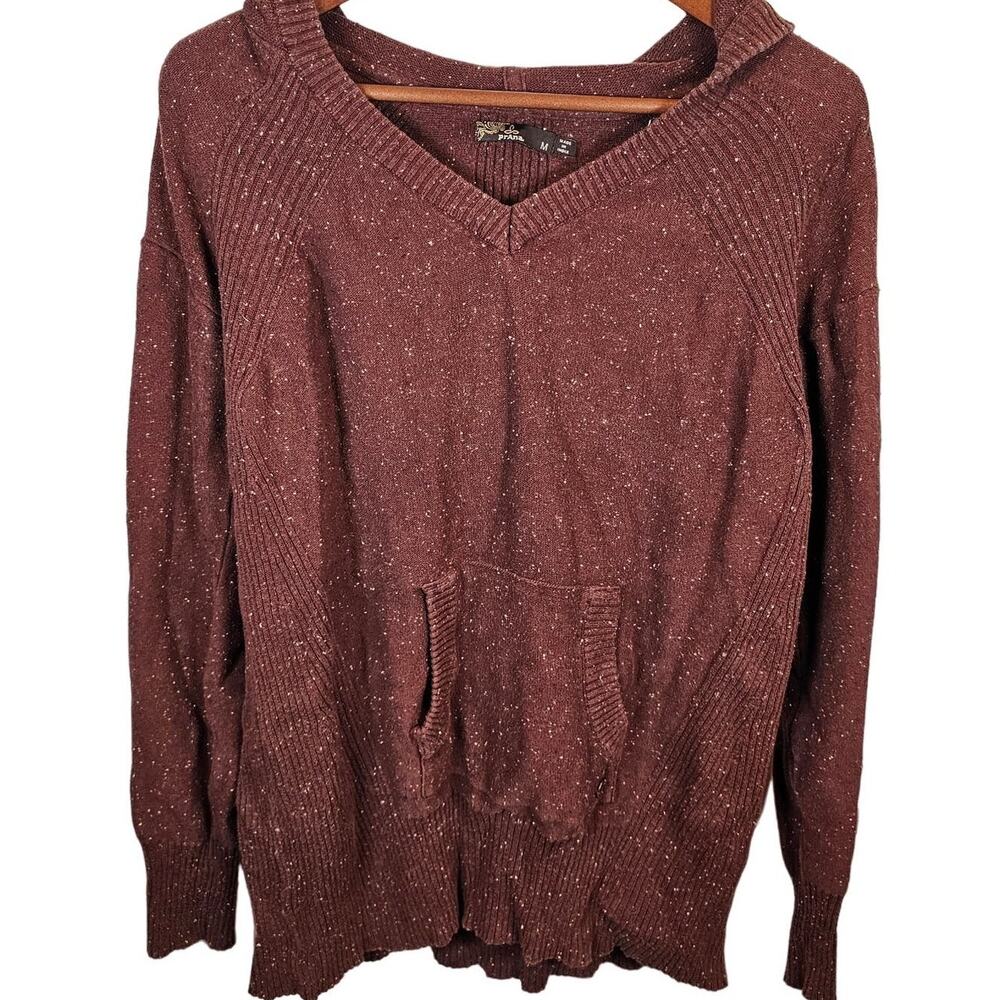 prAna Shoal Tunic Hoodie Sweater Size Medium Brown Long Sleeve Pocket Organic